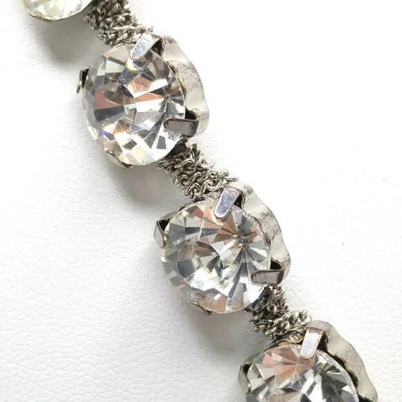 Chico’s Clear Rhinestone Necklace Silver Tone 24" Large Prong Set Stones - Picture 5 of 11